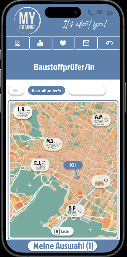 Karte mit der Übersicht zu den ausgewählten Kandidaten